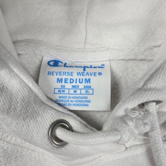 Champion Vintage Reverse Weave Ladies Medium M White Hoodie Pullover Women - Picture 5 of 7